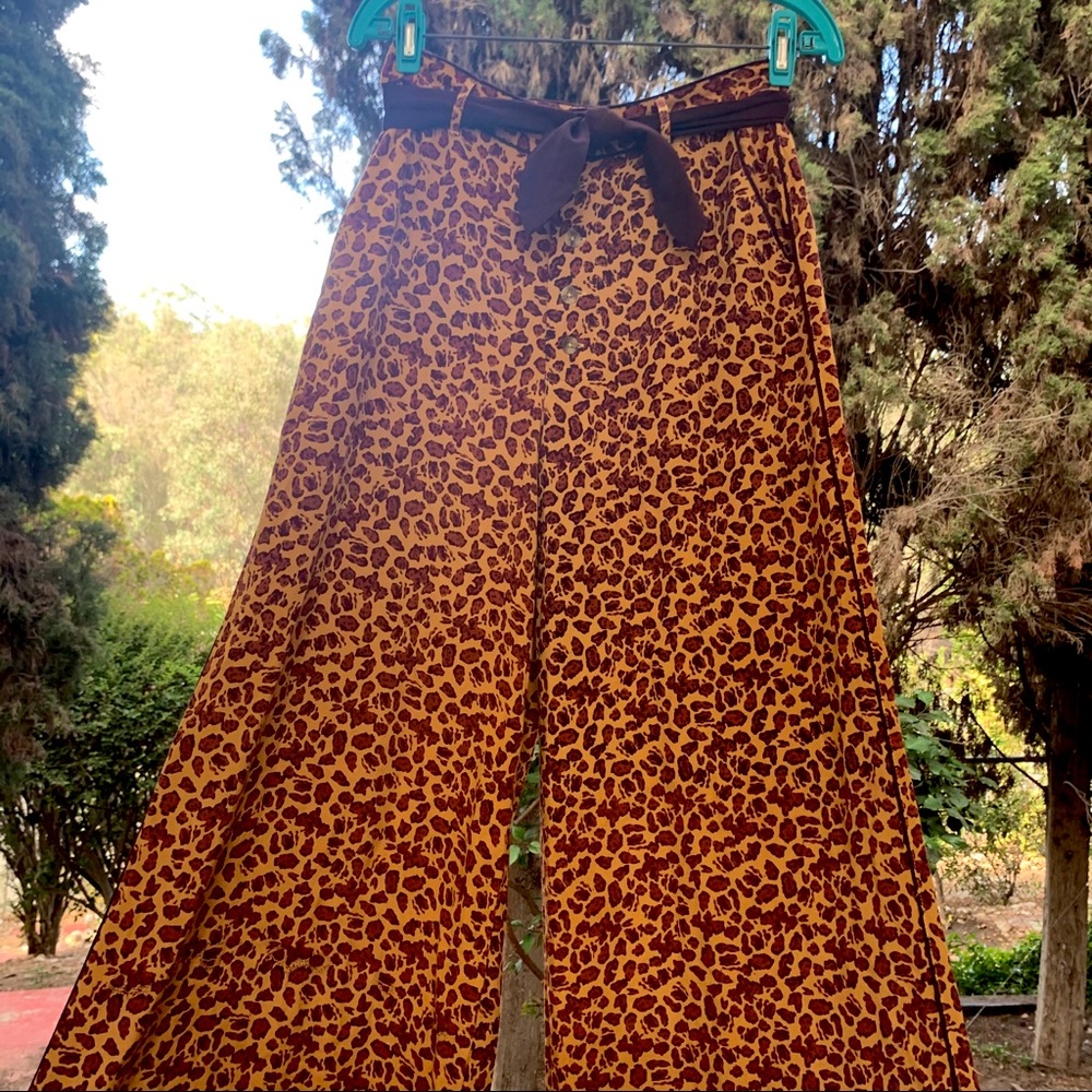 NWT Free People Leopard Print Wide Leg Pants | 4